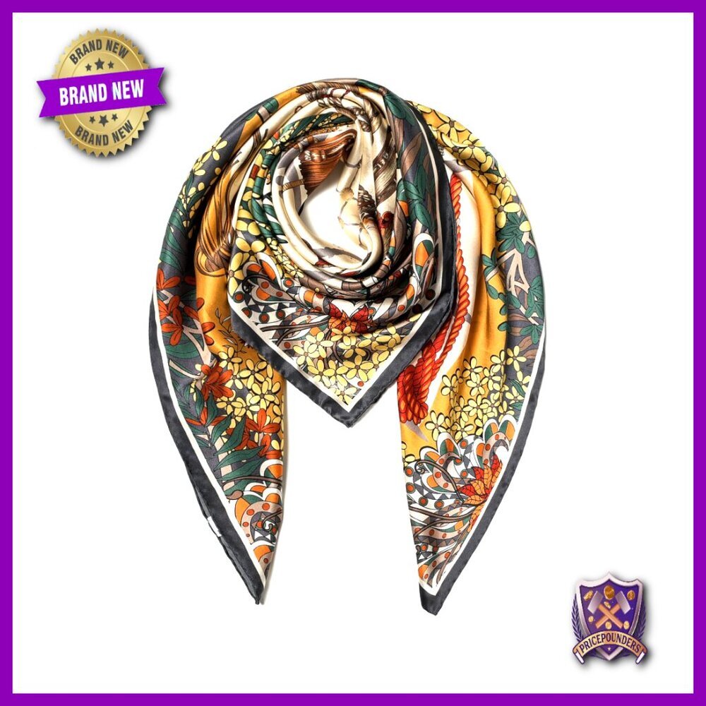 Oversized 43" Square 100% Mulberry Silk Scarf Shawl Headband Wrap